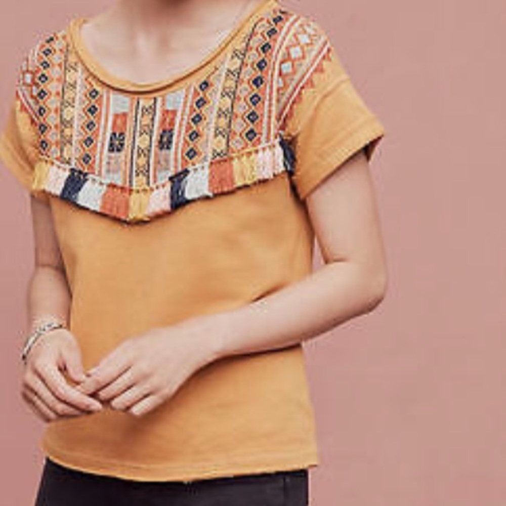 Anthropologie- Colorful Valencia Fringe Top by Chloe Oliver. Size L